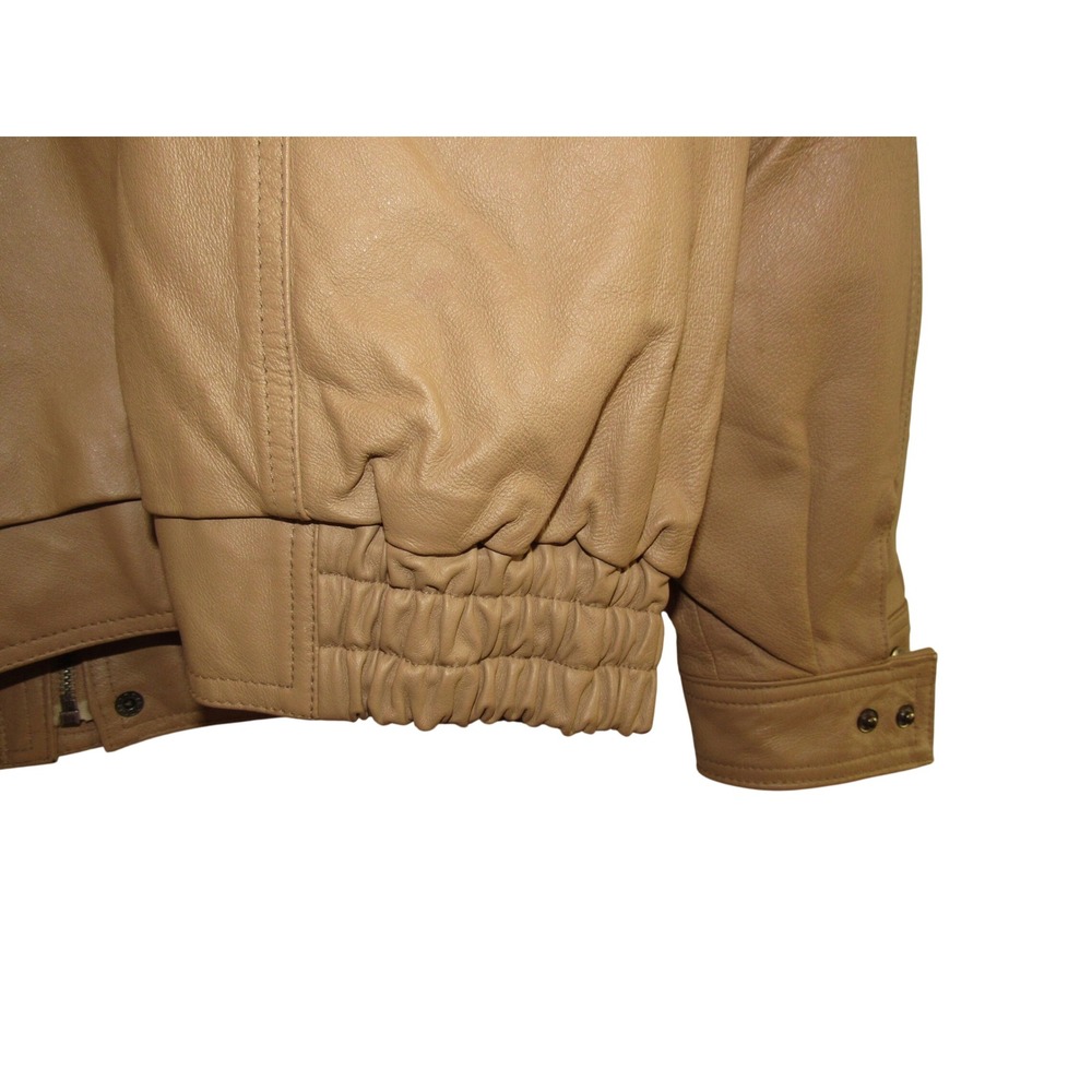 VINTAGE 90s Vilanto Heavyweight Leather Jacket Bomber XL Removable Liner - Picture 6 of 11